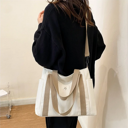 HOMEFISH Large Capacity Nylon Crossbody Bag Casual Solid Color Messenger Shoulder Bag with Removable Strap