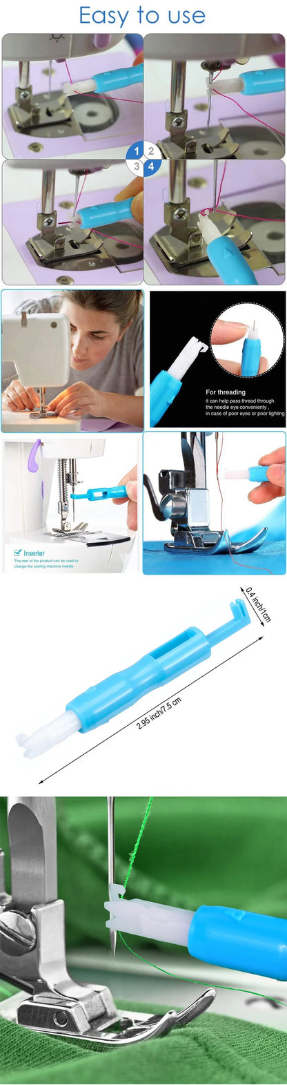 Sewing Needle Inserter Automatic Needle Quick Sewing Threader Needle Threading Tool For Sewing Machine Holds Needles Firmly