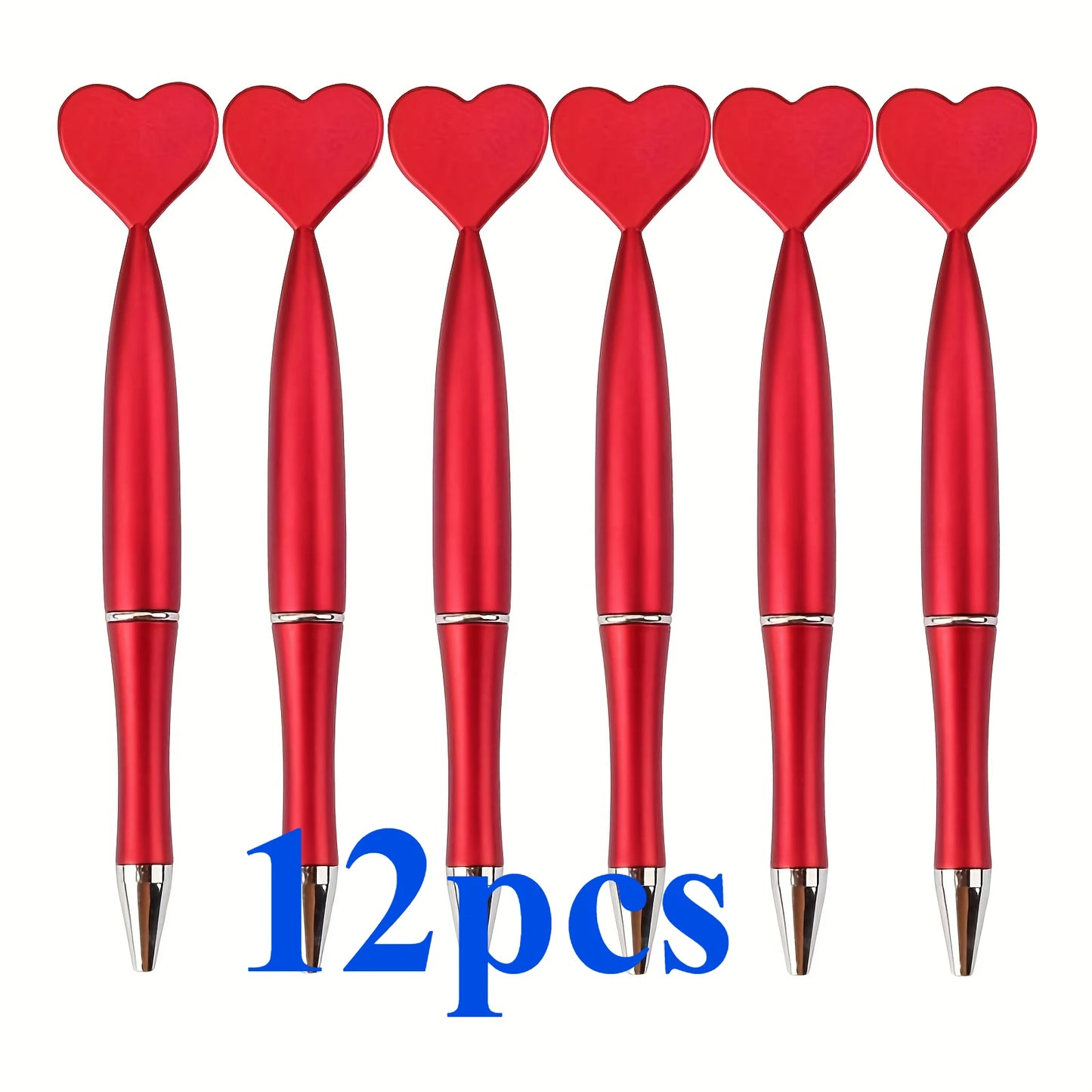 12pcs Valentine's Day Heart Shape Pens Black Gel Ink Rollerball Pens for Office School Supplies Gift Kids Ballpoint Pens