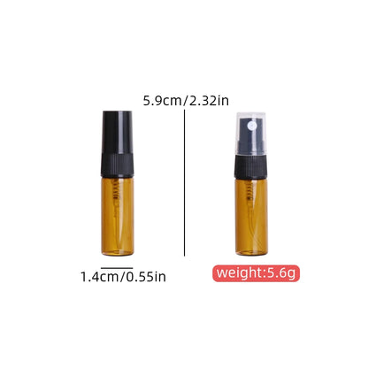 Hot sale 50/batch 3ml brown glass perfume bottle cologne essential oil ultra fine mist spray bottle mini travel essential