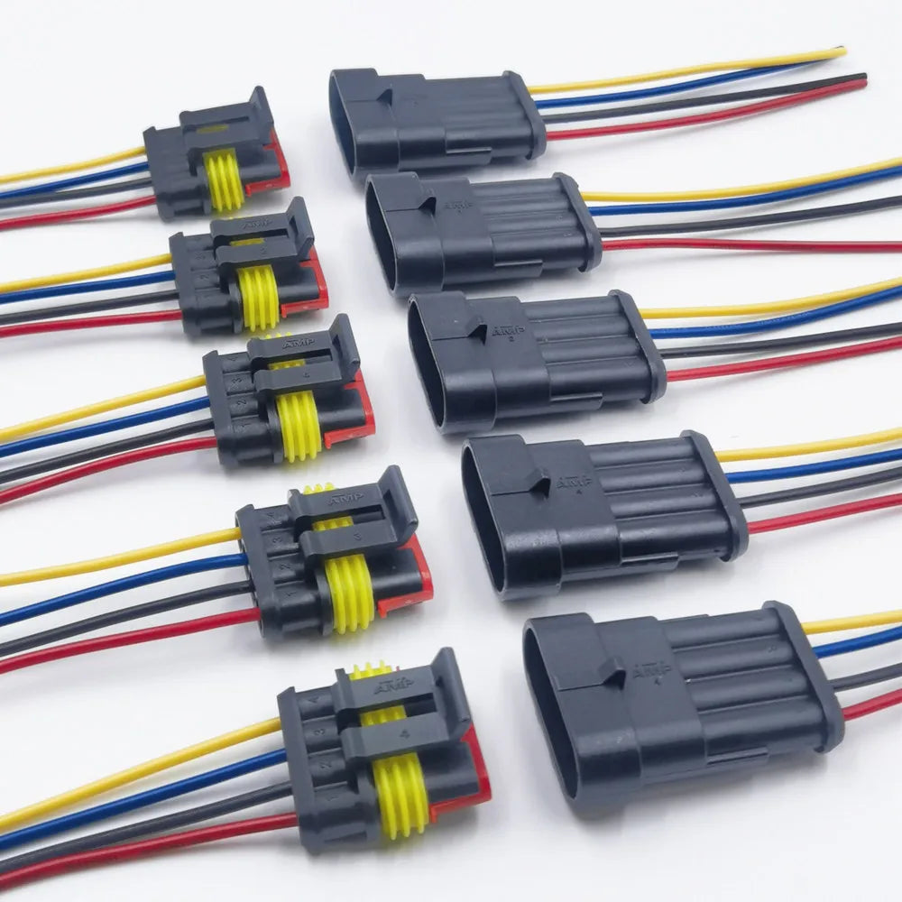 1/2/3/4 Pin Waterproof Connector, Electrical Terminal Quick Connector, 10Pcs/ 5Sets, With Wire, Suitable For Cars, Ships, Etc.