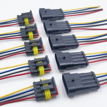 1/2/3/4 Pin Waterproof Connector, Electrical Terminal Quick Connector, 10Pcs/ 5Sets, With Wire, Suitable For Cars, Ships, Etc.