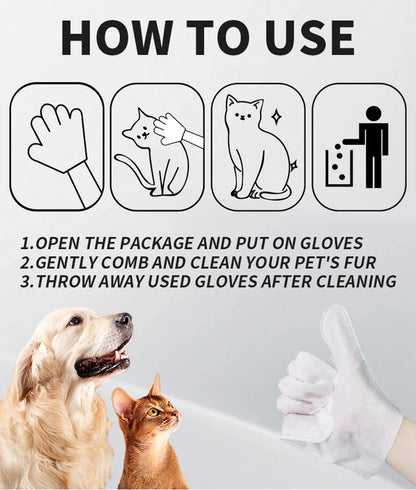New 6PCS Pet Wash-Free Gloves Cat Bath Deodorant Wipes Disposable Cleaning Dry Cleaning Dog Wipes Gentle And Convenient Gloves