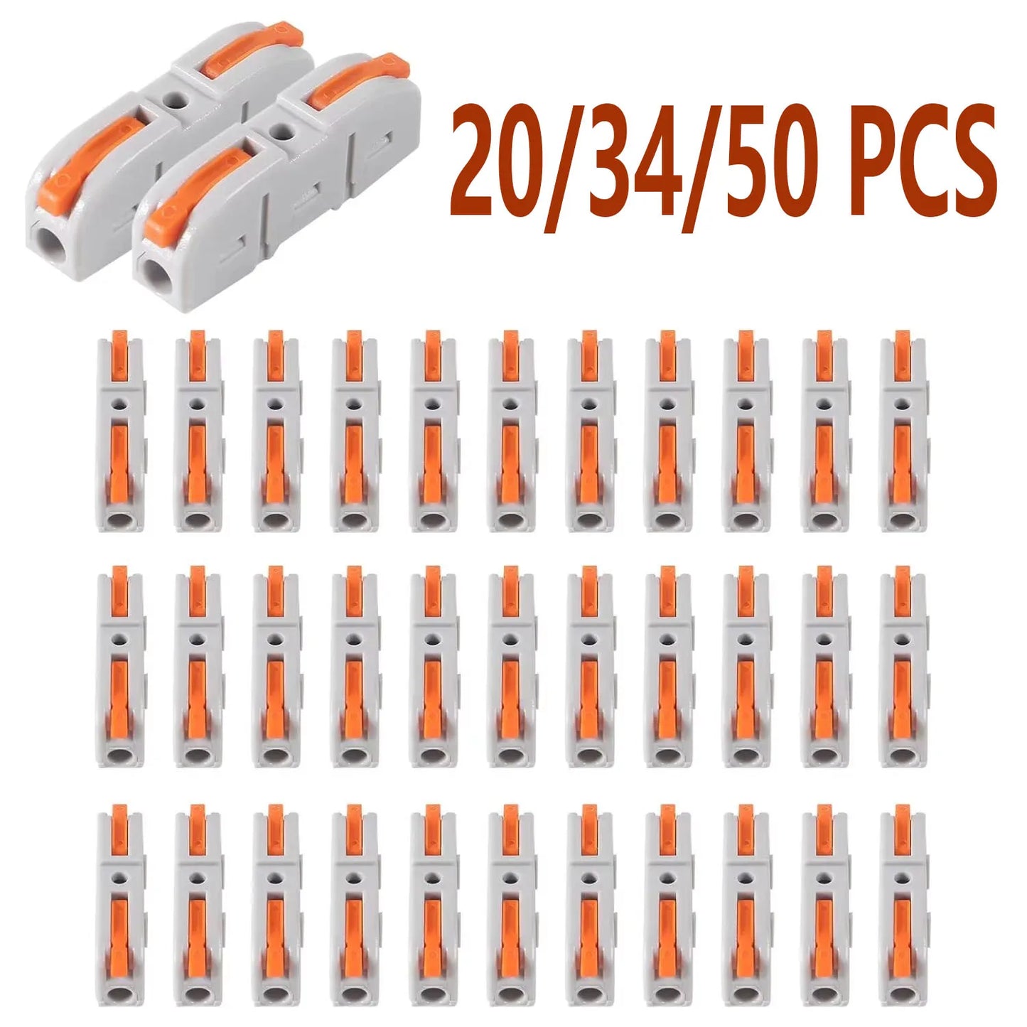 20/34/50PCS Lever Wire Connectors, 1 to 1 Inline Assemblable Wire Connector, Electrical Connectors Wire Terminals