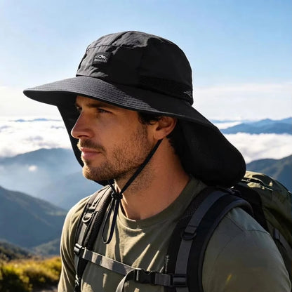 Outdoor Fishing Cap Sun Protection Wide Brim Hat Lightweight Breathable Adjustable Hiking Fishing Climbing Hat Summer Travel