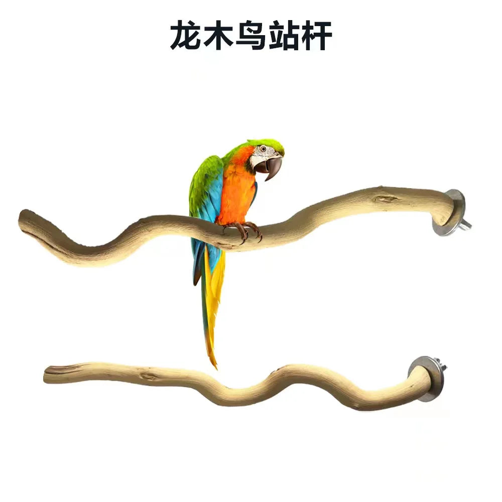 Natural Parrot Wood Fork Branch Perch Bird Cage Hanging Swing Bird Standing Branches Toys Birdcage Accessoriess