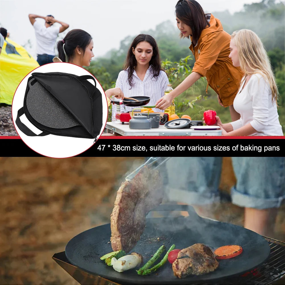 Baking Pan Caryying Case Bag/Handle Waterproof Grilling Pan Pouch Skillet Bag Wood Anti-scald Handle Outdoor BBQ Tool or Handle