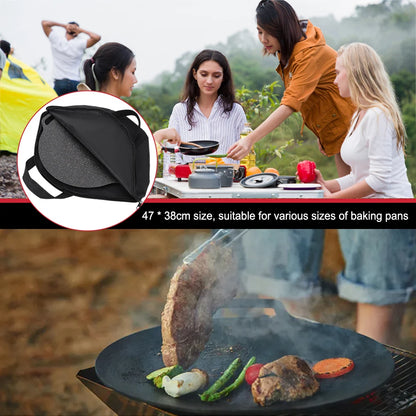 Baking Pan Caryying Case Bag/Handle Waterproof Grilling Pan Pouch Skillet Bag Wood Anti-scald Handle Outdoor BBQ Tool or Handle