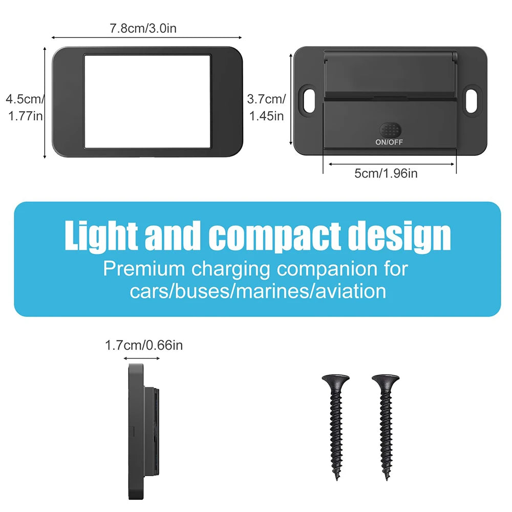 4 Ports Dual PD Dual QC 3.0 USB Car Charger with Switch 96W Quick Charging Socket USB Power for 12V/24V Car Boat Bus RV Truck