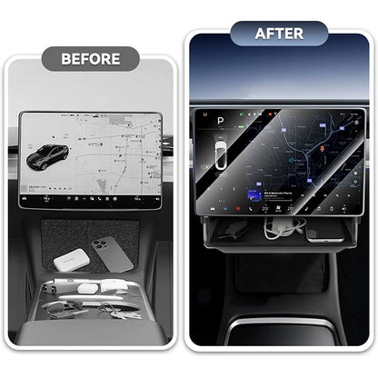 Center Console Screen Under Storage Box For Tesla Model 3/Y Juniper 2019-2026 Center Hidden Storage Organizer Tray Accessories