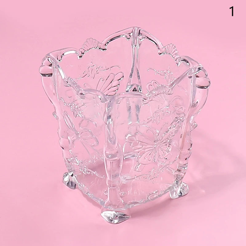 Cotton Pad Nails Storage Box Butterfly Transparent Pink Design Napkins Container Brush Organizer Makeup Case Nail Art Tools