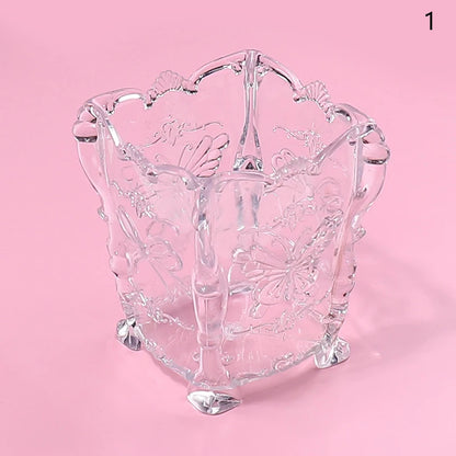 Cotton Pad Nails Storage Box Butterfly Transparent Pink Design Napkins Container Brush Organizer Makeup Case Nail Art Tools