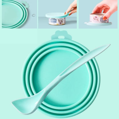 Pet Can Lid Fresh Silicone Cat and Dog Can Seal Lid Universal Adjustable Seal Lid + Spoon Food Storage Tool