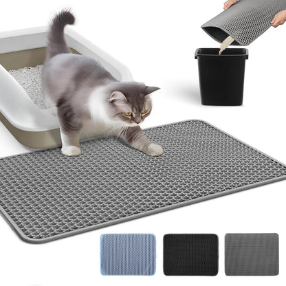 Cat Litter Mat Double Layer Pet Litter Box Waterproof Pet Mat Non-slip Sand Cat Pad Washable Bed Mat Clean Pad Products