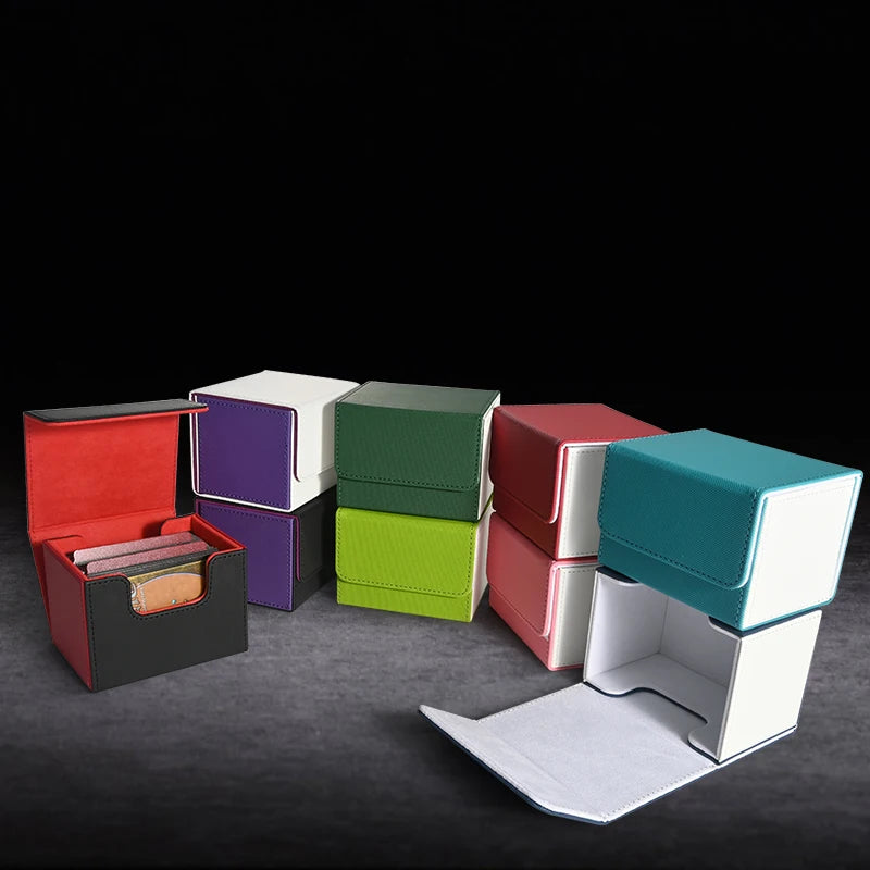 Card Deck Box,PU leather strong magnet card case, Holds 120+ Single Sleeved Cards,fits for Magic, Yugioh TCG cards