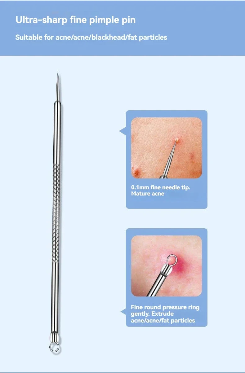 11Pcs/Set Acne Needle Blackhead Clip Remover Extraction Pore Black Head Cleaner Face Skin Care Cleansing Needle Tool Cell Clamp