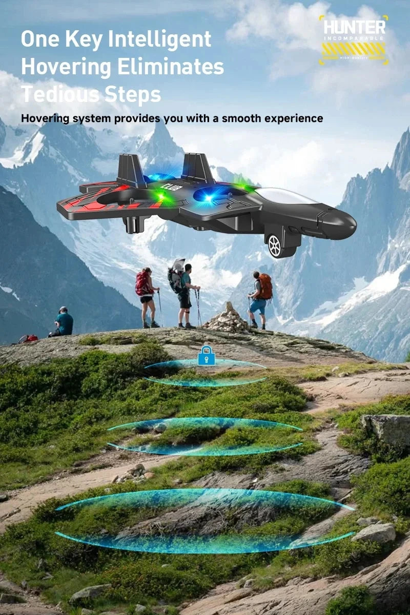 Remote Control Fighter Foam Glider Electric Stunt UAV Airplane Helicopter with LED Lights Aircraft Model RC Toy for Kids Boys