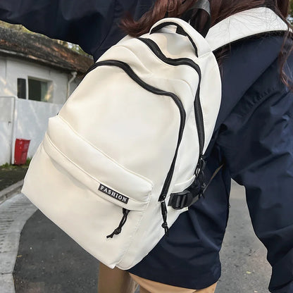 Large Capacity Solid Color Student Backpack Junior and High School Simple Black Travel Backpack