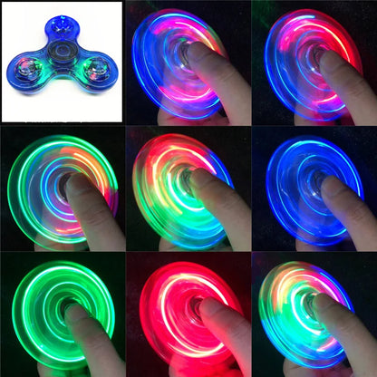 Fidget Spinner Crystal Luminous LED Light Hand Top Spinners Glow in Dark EDC Stress Relief Toys Kinetic Gyroscope for Children