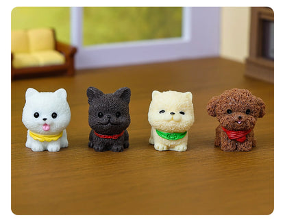 12/14pcs Cute Simulation Dog Puppy Animal Decoration Resin Craft Miniature Figure for Bonsai Microlandscape Fairy Garden Decor