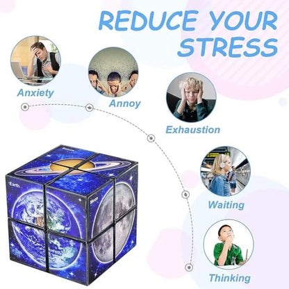 2 in 1 Star Sky Cube Magic Cube EDC Toy Infinity Cube Fidget Toy Puzzle Twist Toy Creative Decompression Plaything Birthday Gift