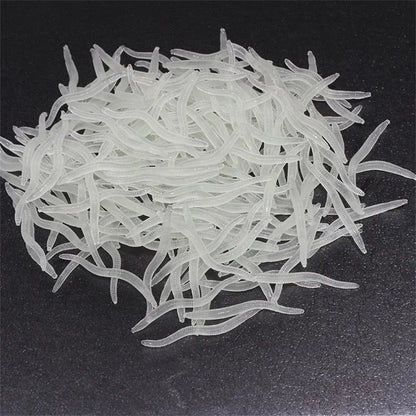 Bionic Red Worm Lure 100pcs 3.5cm Lifelike Silica Gel Fishy Artificial Red Worm Earthworm Bait Submerge Simulation Lure Pesca