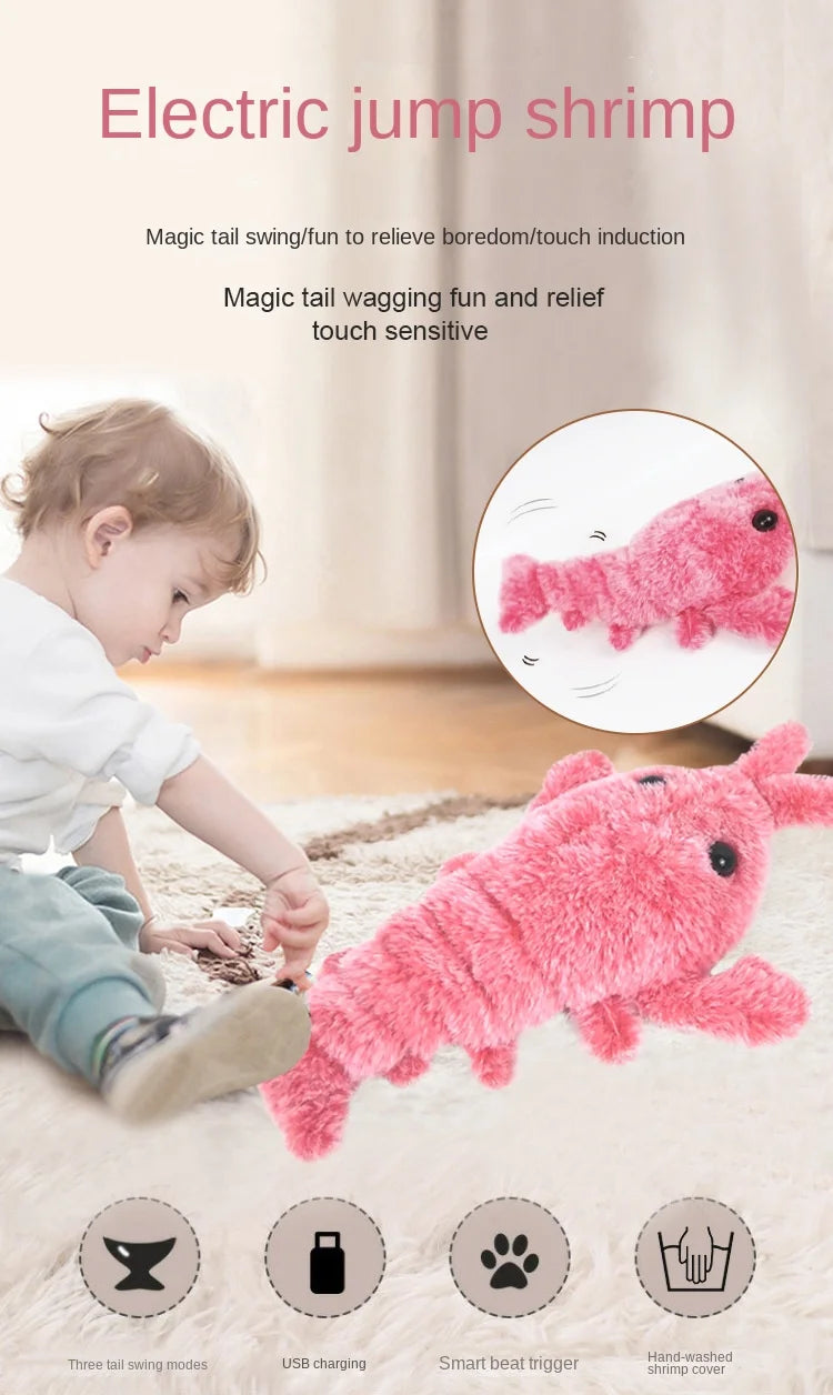 New Cat Toys Electric Lobster USB Rechargeable Simulation Jumping Shrimp Plush Electric Pet Teasing Cat Dogs Toys Pet Supplies