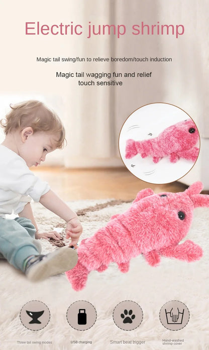 New Cat Toys Electric Lobster USB Rechargeable Simulation Jumping Shrimp Plush Electric Pet Teasing Cat Dogs Toys Pet Supplies