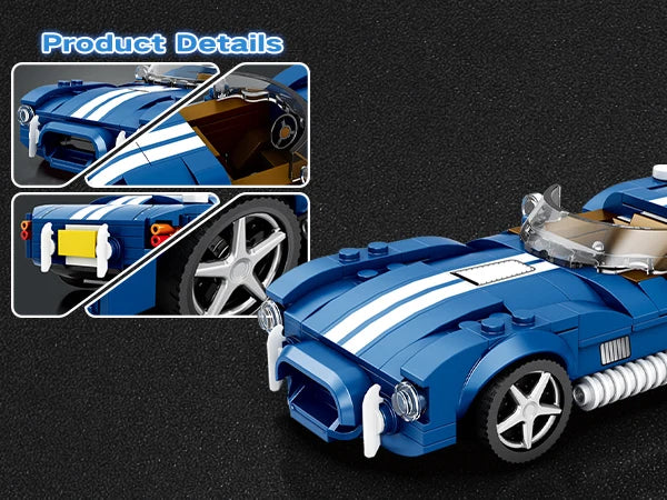 312PCS Blue Sport Car Building Block Set Creative City Vehicle Diy Car Model Bricks Desktop Display Puzzle Toys Holiday Gifts