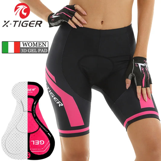 X-TIGER Women Cycling Shorts 5D Gel Padded Shockproof MTB Mountian Bicycle Shorts Road Racing Bike Shorts Summer Outfit Clothing