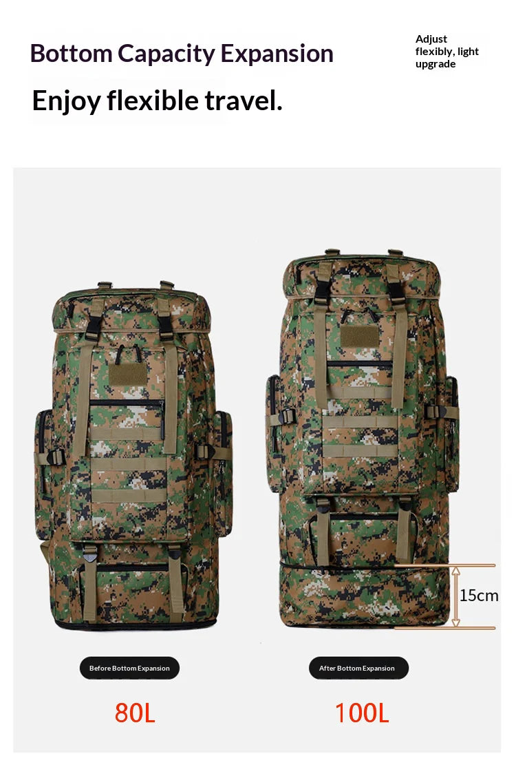 Homefish 80L/100L Large Mountaineering Backpack Outdoor Climbing Bag Tactical Rucksack Hiking Camping Travel Backpack
