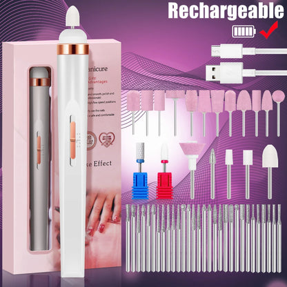 YIKOOLIN 5 in 1 Electric Nail Polish Drill Machine USB Charge Portable Manicure Set  Exfoliation and Polishing for Nail Salon