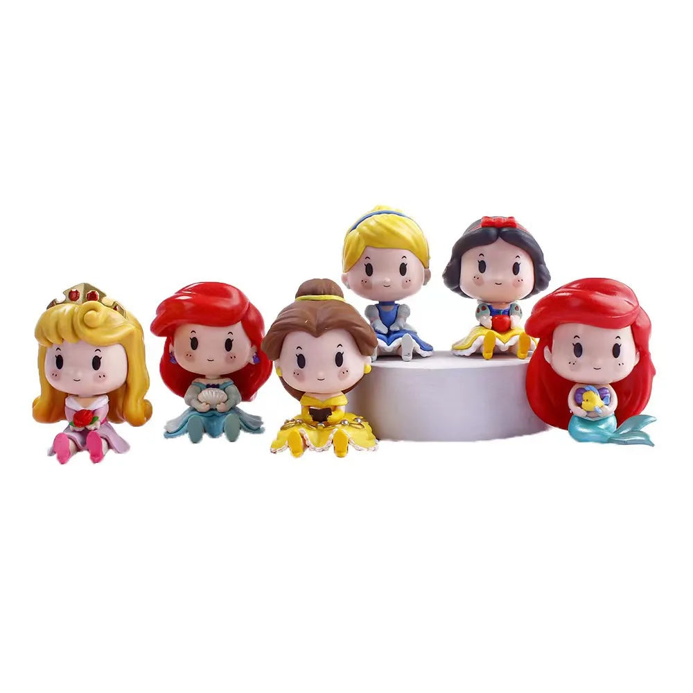 6 Pieces / Set Cartoon Princess Vinyl Figurine Cute Version Doll Action Figure Toys Collection Model Ornament