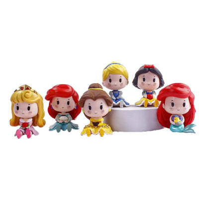 6 Pieces / Set Cartoon Princess Vinyl Figurine Cute Version Doll Action Figure Toys Collection Model Ornament