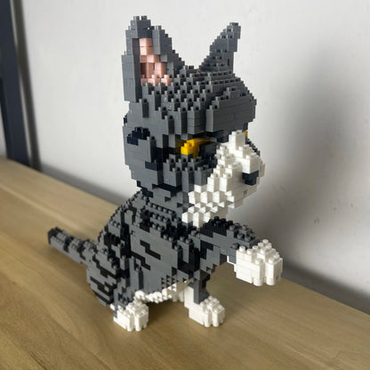 Knew Built Adorable Cat Mini Model Building Blocks 4 Expressive Faces Option in Orange and Cow Patterns for Kid Toys and Pet Fan