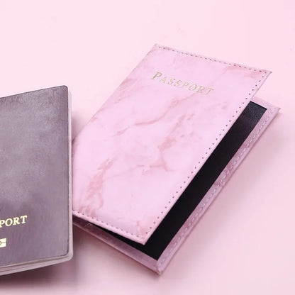 Women Fashion Pink Marble Pattern Travel Passport Cover Holder Bag Credit Cases Thin Ticket Protective Essentials Accessories