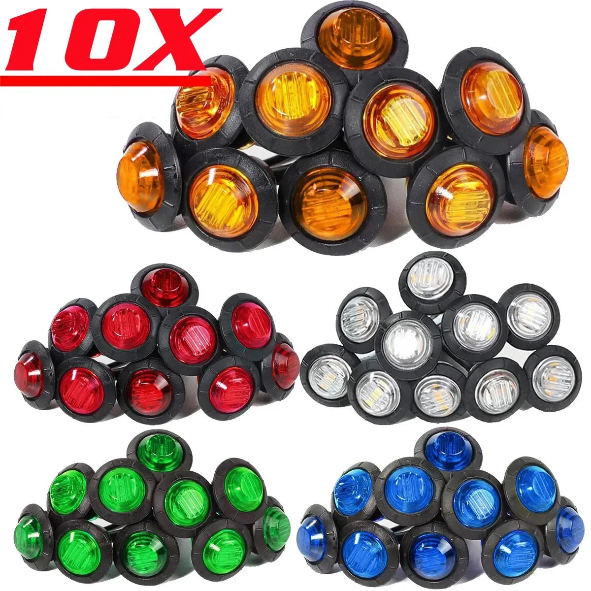 10PCS 12V LED Side Marker Lights Clearence Front Rear  Indicators Light for Truck Car Bus Trailer Van Caravan Boat Taillight