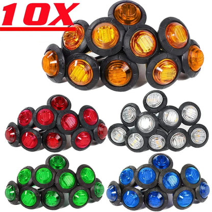 10PCS 12V LED Side Marker Lights Clearence Front Rear  Indicators Light for Truck Car Bus Trailer Van Caravan Boat Taillight