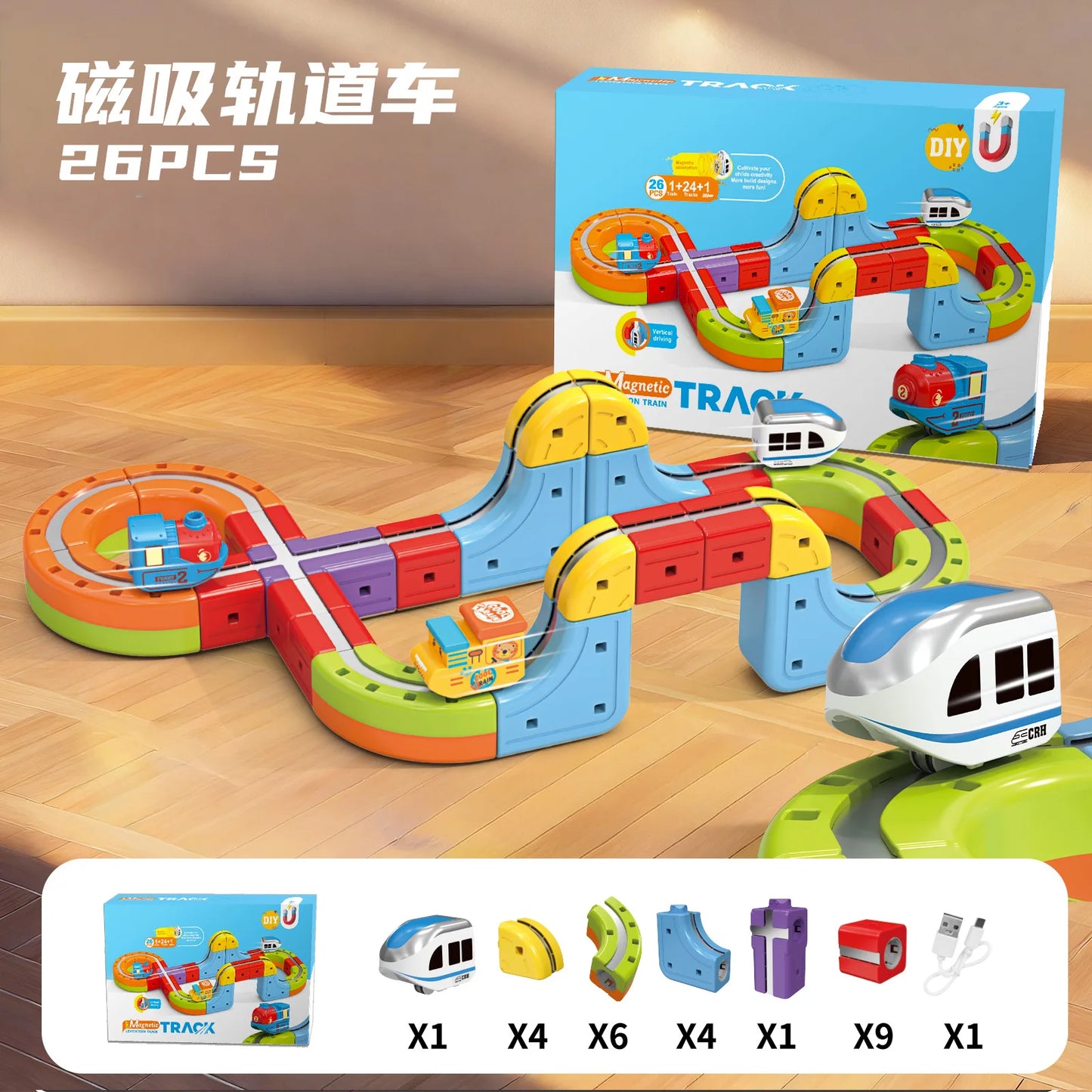 Sell Well Anti-Gravity Magnetic Attraction Track Train Changeable Magnetic Magic Rail Car Electric Train Toy