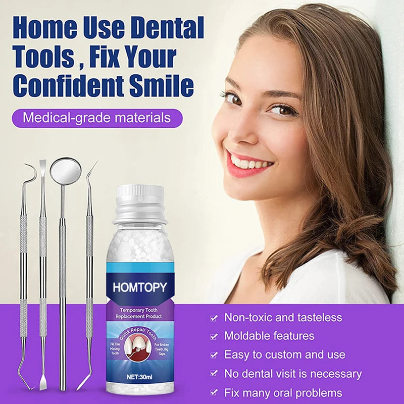Moldable Teeth Repair Kit Temporary Dental Replacement Kit Thermal Beads For Filling Fix The Missing And Broken Tooth Artificial