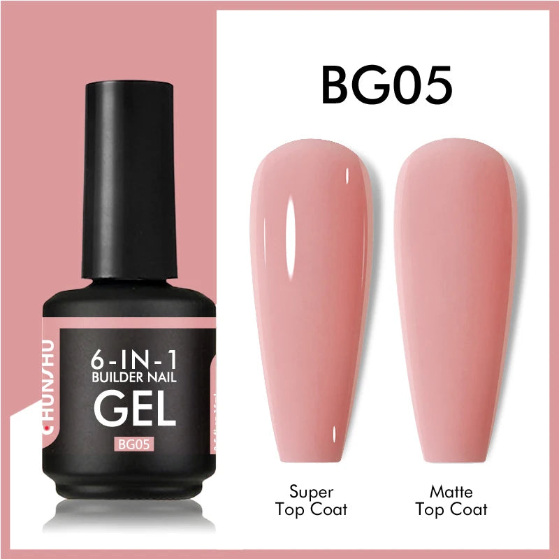 CHUNSHU TPO Free 6 IN 1 Extension UV Gel Polish In A Bottle Builder Nail Gel Rubber Base Coat Semi Permanent Nails Art 15ML