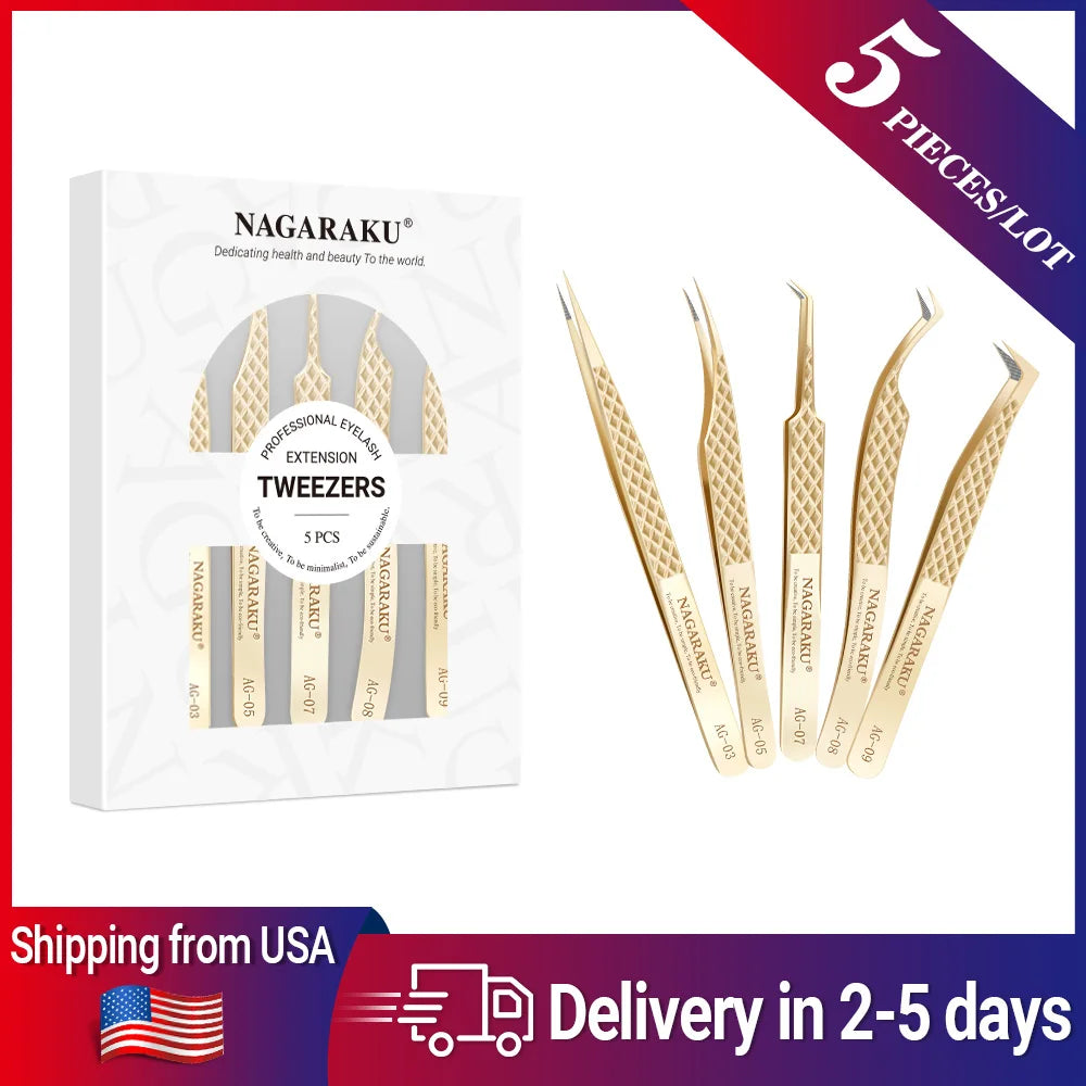 NAGARAKU AG Tweezers For Eyelash Extension Volume Fans-making Eyelash Precision Fiber Tip Tweezers Fast Shipping from USA