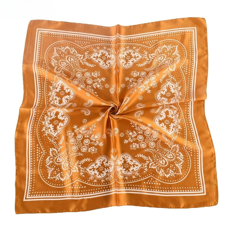 68cm Paisley Small Cashew Flower Scarf for Women Spring and Summer Thin Satin Square Scarf Retro Versatile Headscarf Shawl