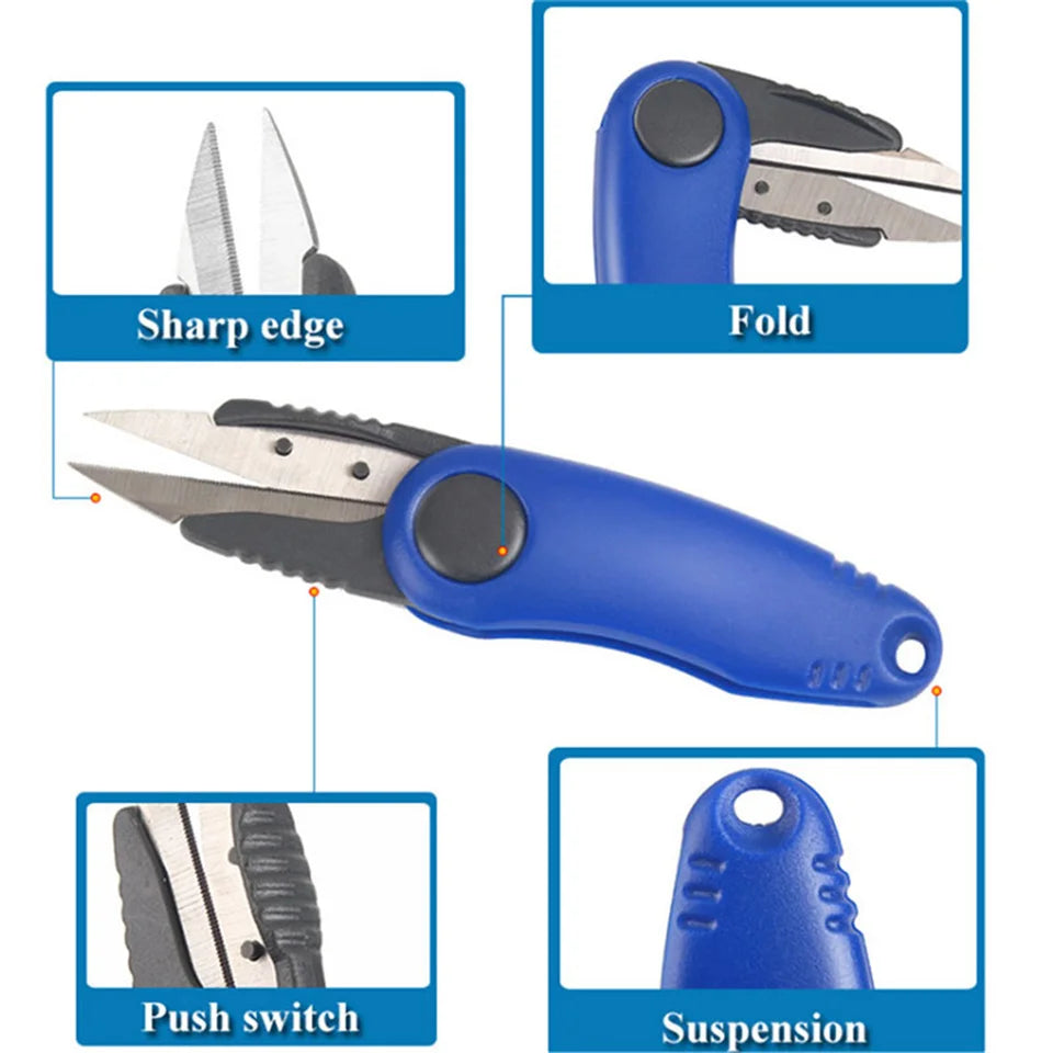 Folding Scissors Stainless Steel Fish Use Scissor Multifunction Fishing Line Cut Clipper Shrimp-Type Fishing Tackles Pesca