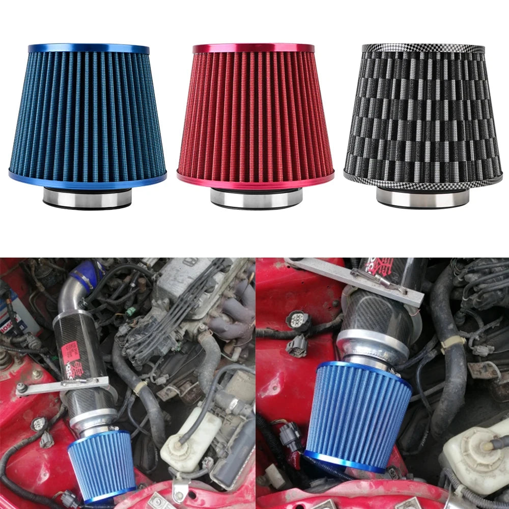 76MM 3 Inch Car Air Filters Vent Filter High Flow Intake Kit Mesh Cone Engine Protector Replacement Auto Accessories Universal