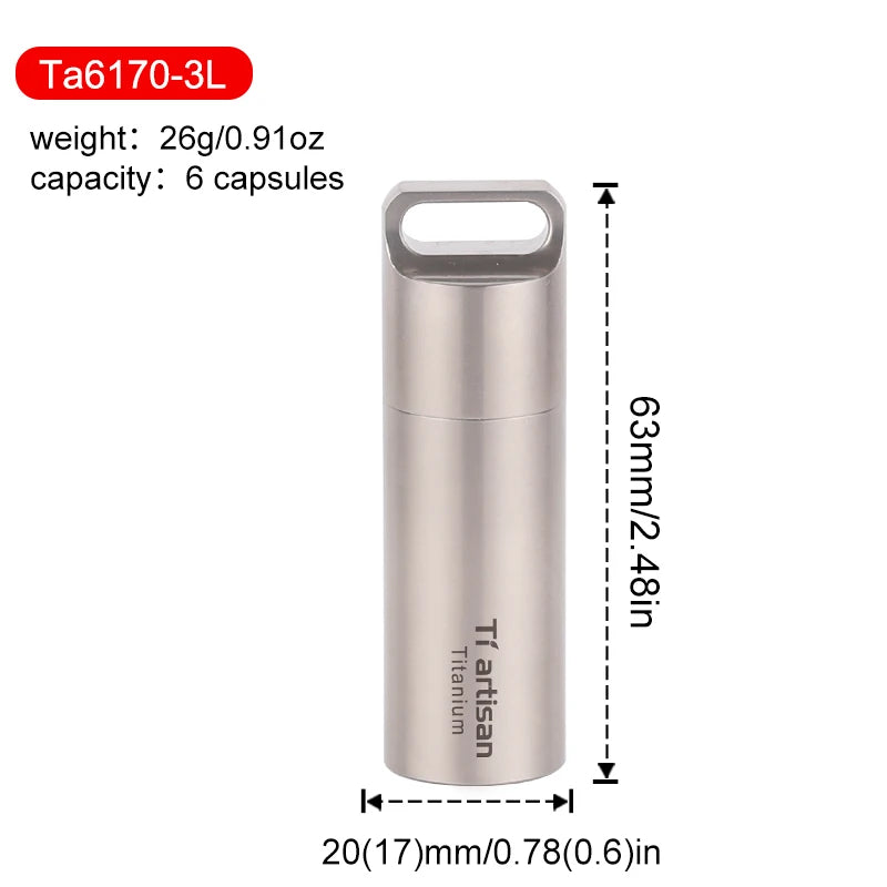 Tiartisan Titanium Mini EDC Tools Portable Sealed Medicine Bottle Home Outdoor Pill Box Waterproof Titanium Pill Container