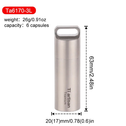 Tiartisan Titanium Mini EDC Tools Portable Sealed Medicine Bottle Home Outdoor Pill Box Waterproof Titanium Pill Container