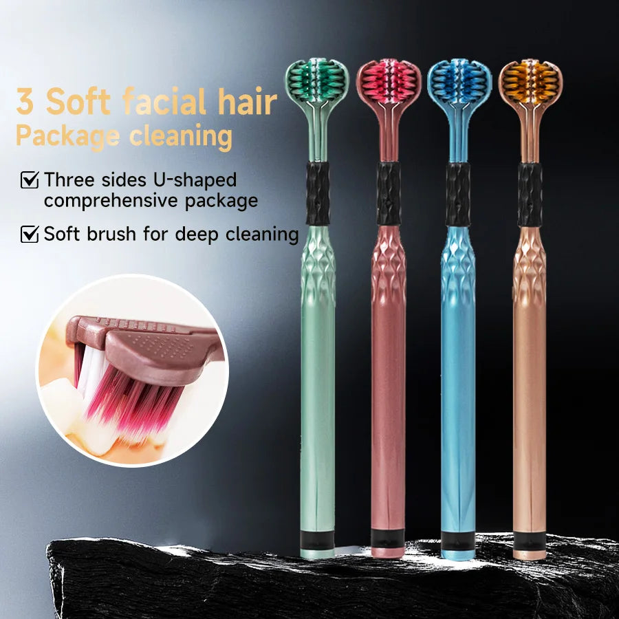 3D Manual Toothbrush Three sided U-shaped Soft Toothbrush for Comprehensive Oral Cleaning for Adults, Men and Women, Couple