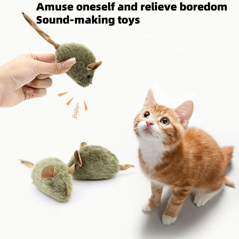 New Type Of Cat-teasing Plush Simulation Mouse Toy Long Plush Bird Chirping Mouse Scratch-resistant And Biting Interactive Toy