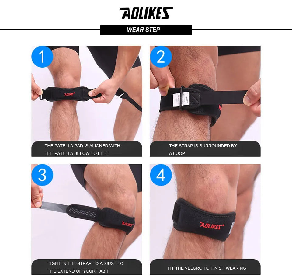 AOLIKES 1PCS Knee Braces for Knee Pain,Patella Knee Support Strap,Adjustable Patellar Tendon Stabilizer Band for Basketball